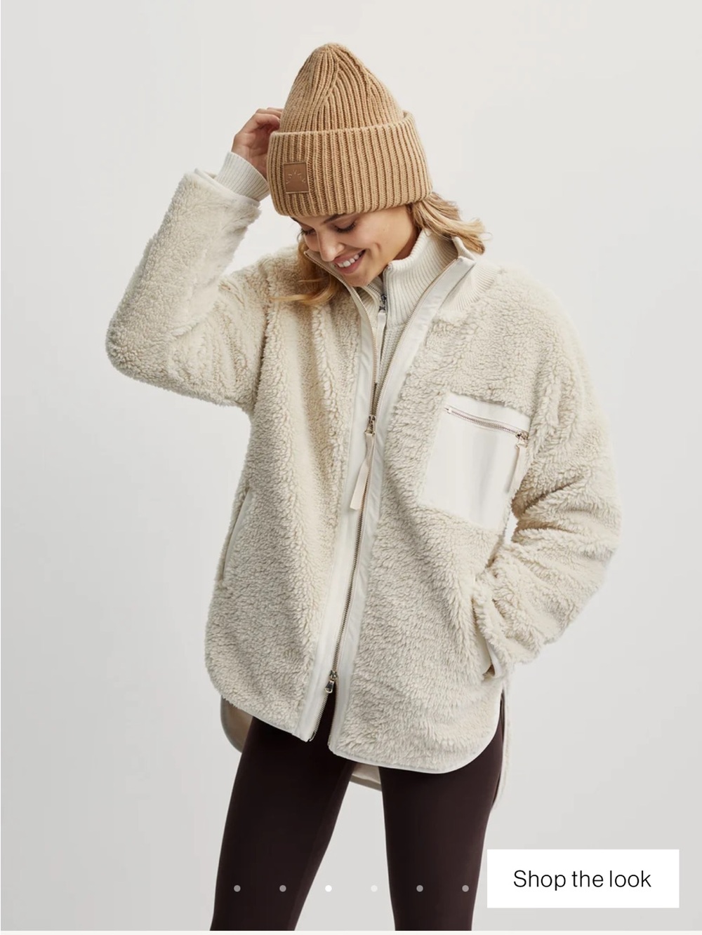 Varley Cream Sherpa Zip Jacket